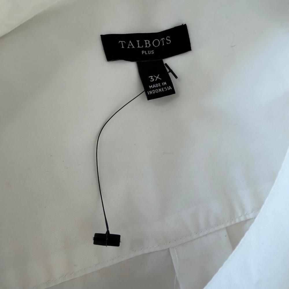 Talbots Plus 3X Boyfriend Shirt White Button Down Long Sleeve 100% Cotton NWOT - Picture 6 of 8